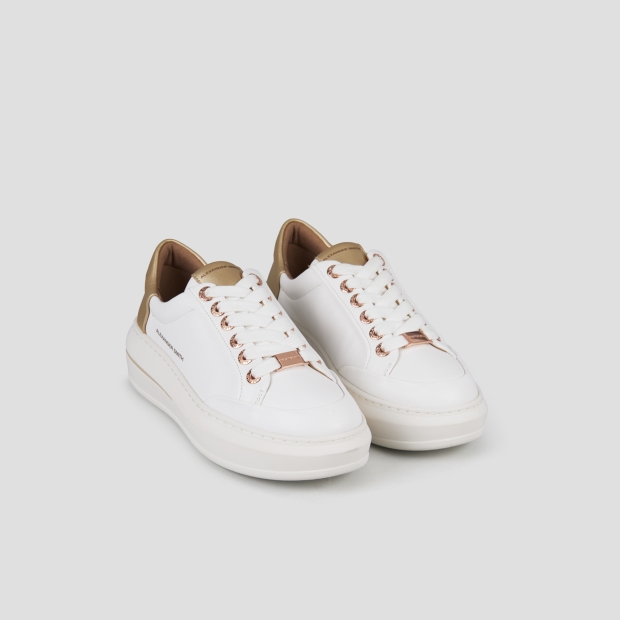 Sneakers Alexander Smith lancaster donna in pelle bianca e tallone in laminato oro - 4