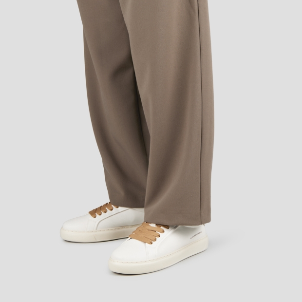 Sneakers Alexander Smith soho uomo in nappa bianca e tallone in pelle marrone - 3