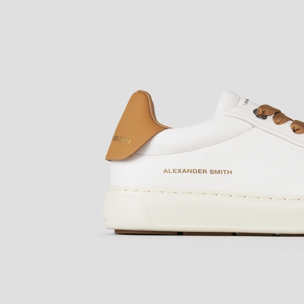 Sneakers Alexander Smith soho uomo in nappa bianca e tallone in pelle marrone - 4