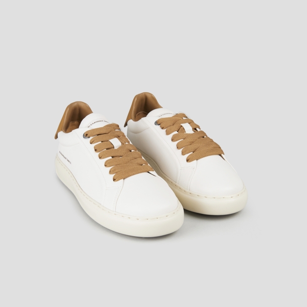 Sneakers Alexander Smith soho uomo in nappa bianca e tallone in pelle marrone - 5