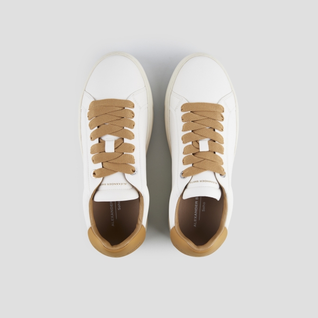 Sneakers Alexander Smith soho uomo in nappa bianca e tallone in pelle marrone - 7