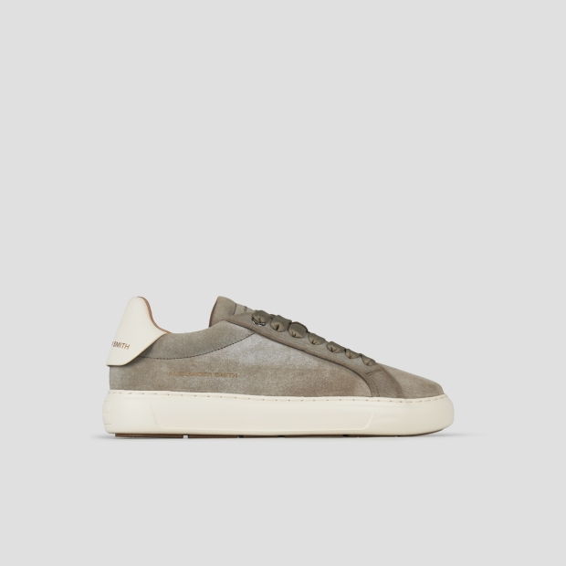 Sneakers Alexander Smith soho uomo in suede verde militare e tallone in pelle bianca - 1
