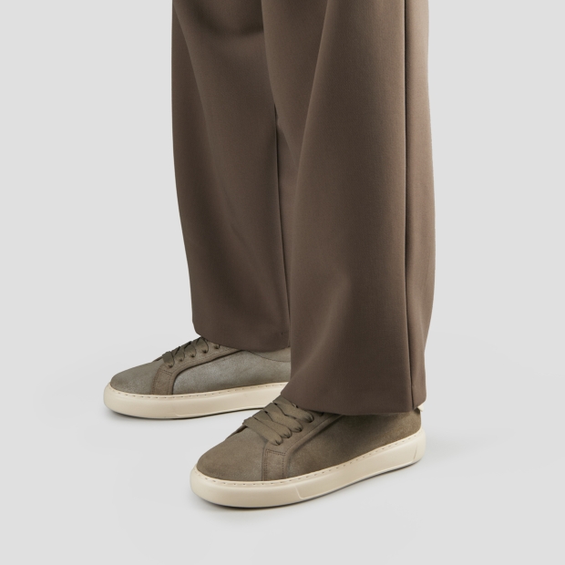 Sneakers Alexander Smith soho uomo in suede verde militare e tallone in pelle bianca - 2