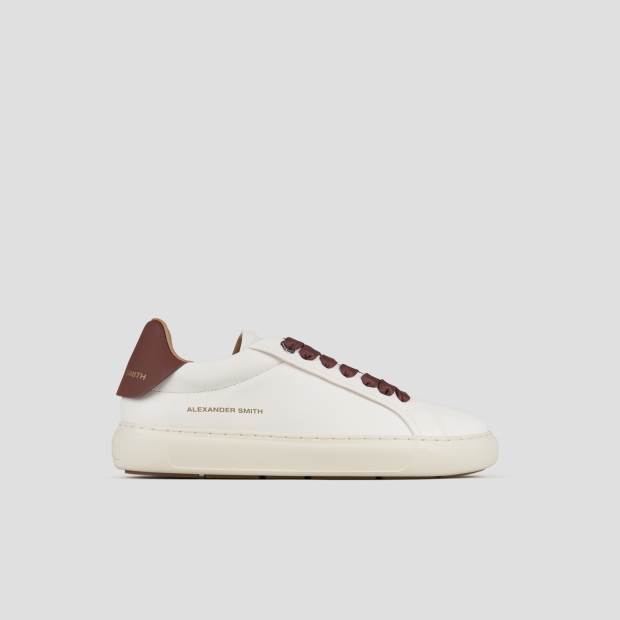 Sneakers Alexander Smith soho uomo in nappa bianca e tallone in pelle vinaccia - 1