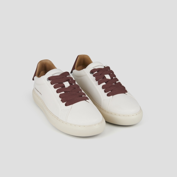 Sneakers Alexander Smith soho uomo in nappa bianca e tallone in pelle vinaccia - 4