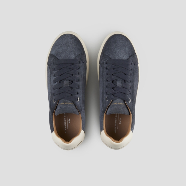 Sneakers Alexander Smith soho uomo in suede nero e tallone in pelle bianca - 6