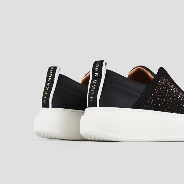 Sneakers Alexander Smith wembley slip-on donna in camoscio nero full strass - 5