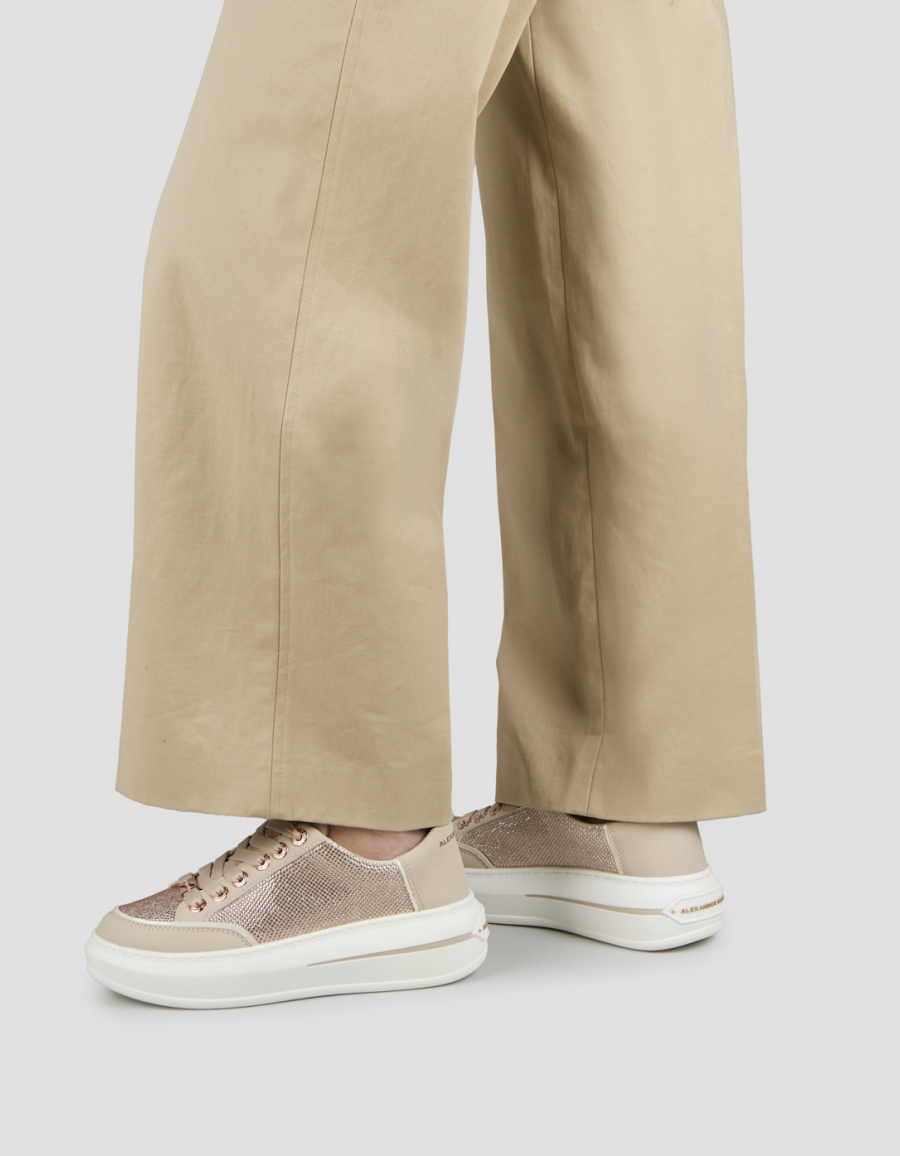Sneakers Alexander Smith lancaster donna in pelle beige con inserti strass - 2