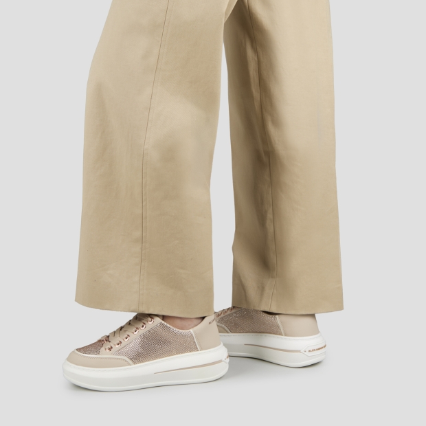 Sneakers Alexander Smith lancaster donna in pelle beige con inserti strass - 2