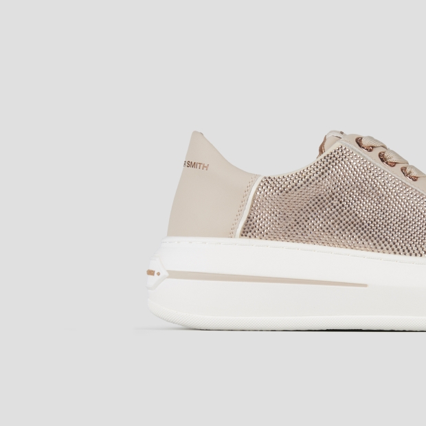Sneakers Alexander Smith lancaster donna in pelle beige con inserti strass - 3