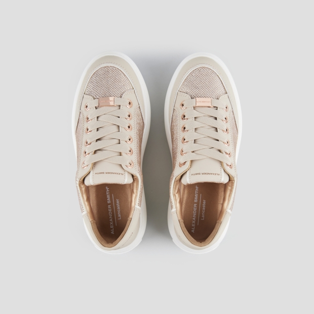 Sneakers Alexander Smith lancaster donna in pelle beige con inserti strass - 6