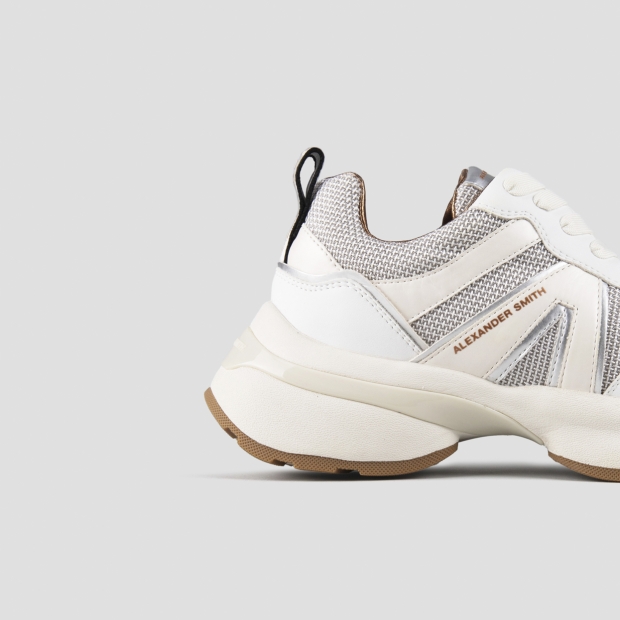 Sneakers Alexander Smith victoria donna in pelle e tessuto tecnico con dettagli laminati argento - 3