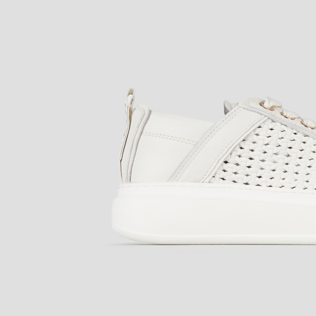 Sneakers Alexander Smith wembley donna in pelle intrecciata bianca e tallone in pelle liscia - 3