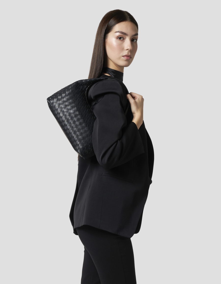 Sneakers Alexander Smith chloe small borsa a spalla in pelle intrecciata nera - 2