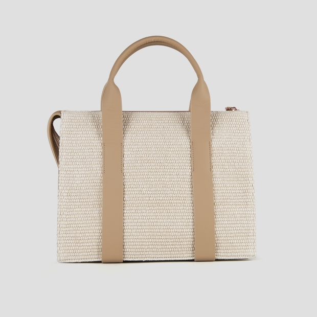 Sneakers Alexander Smith jane medium borsa a spalla con tracolla in rafia e manico sabbia - 4