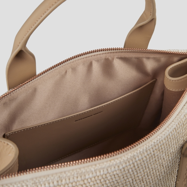 Sneakers Alexander Smith jane medium borsa a spalla con tracolla in rafia e manico sabbia - 6