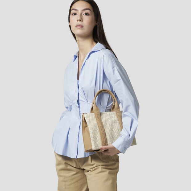 Sneakers Alexander Smith jane small borsa a mano con tracolla in rafia e manico sabbia - 2