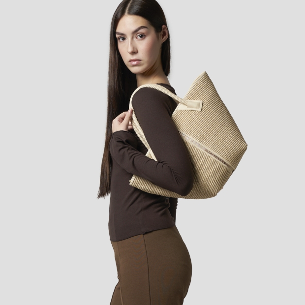 Sneakers Alexander Smith lauren medium borsa a mano con tracolla in rafia beige e manico intrecciato sabbia - 2