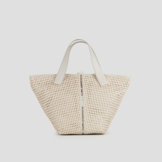 Sneakers Alexander Smith lauren medium borsa a mano con tracolla in intrecciato bianco - 1