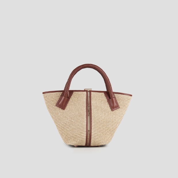 Sneakers Alexander Smith lauren small borsa a mano con tracolla in rafia beige e manico intrecciato marrone - 1