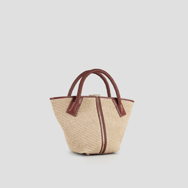 Sneakers Alexander Smith lauren small borsa a mano con tracolla in rafia beige e manico intrecciato marrone - 3