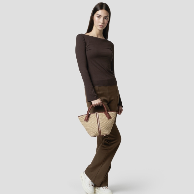 Sneakers Alexander Smith lauren small borsa a mano con tracolla in rafia beige e manico intrecciato marrone - 7