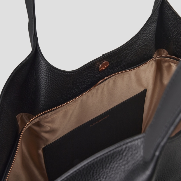 Sneakers Alexander Smith rachel large borsa a spalla in pelle bottalata nera - 6