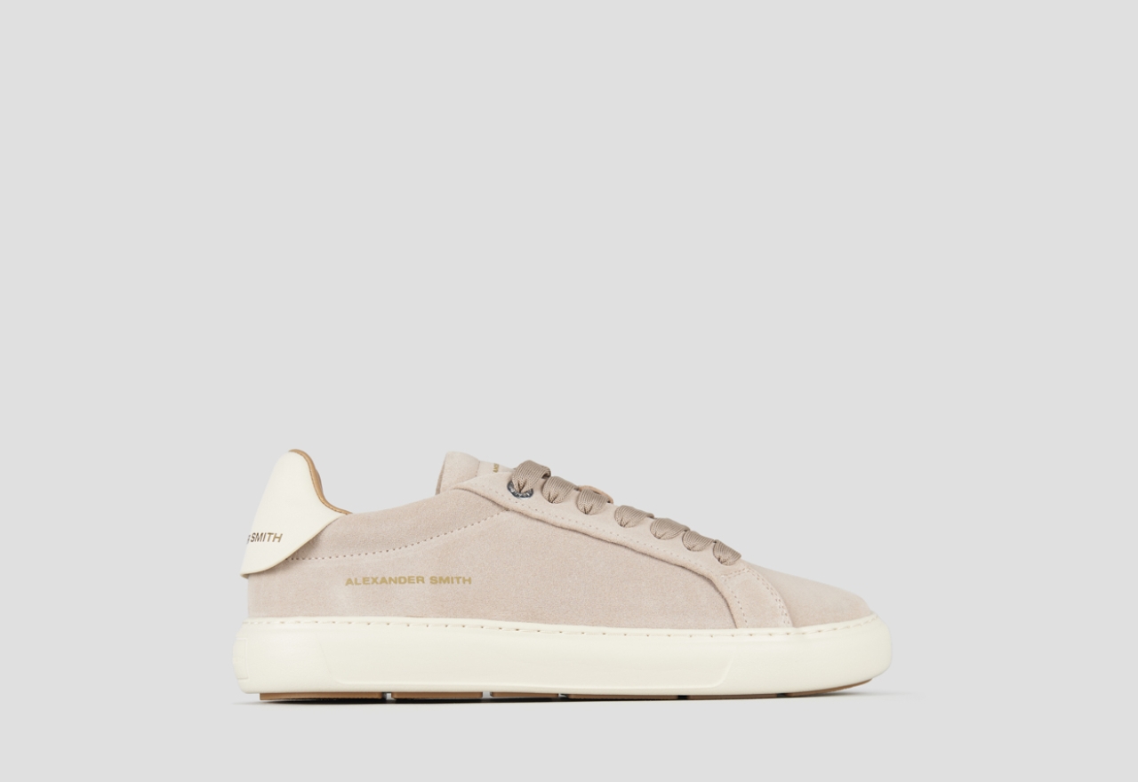 Sneakers Alexander Smith soho uomo in suede beige e tallone in pelle bianca - 1