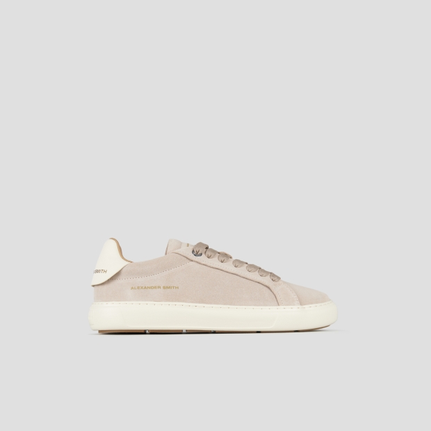 Sneakers Alexander Smith soho uomo in suede beige e tallone in pelle bianca - 1