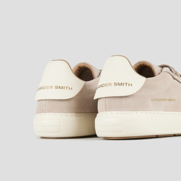 Sneakers Alexander Smith soho uomo in suede beige e tallone in pelle bianca - 5