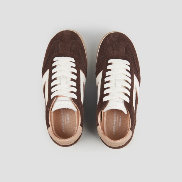 Sneakers Alexander Smith thames donna in camoscio marrone e logo in pelle bianca - 6
