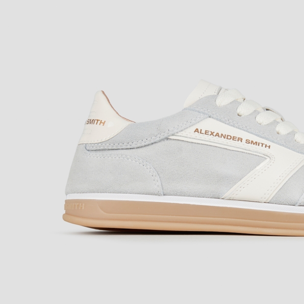 Sneakers Alexander Smith thames donna in camoscio azzurro e logo in pelle bianca - 3