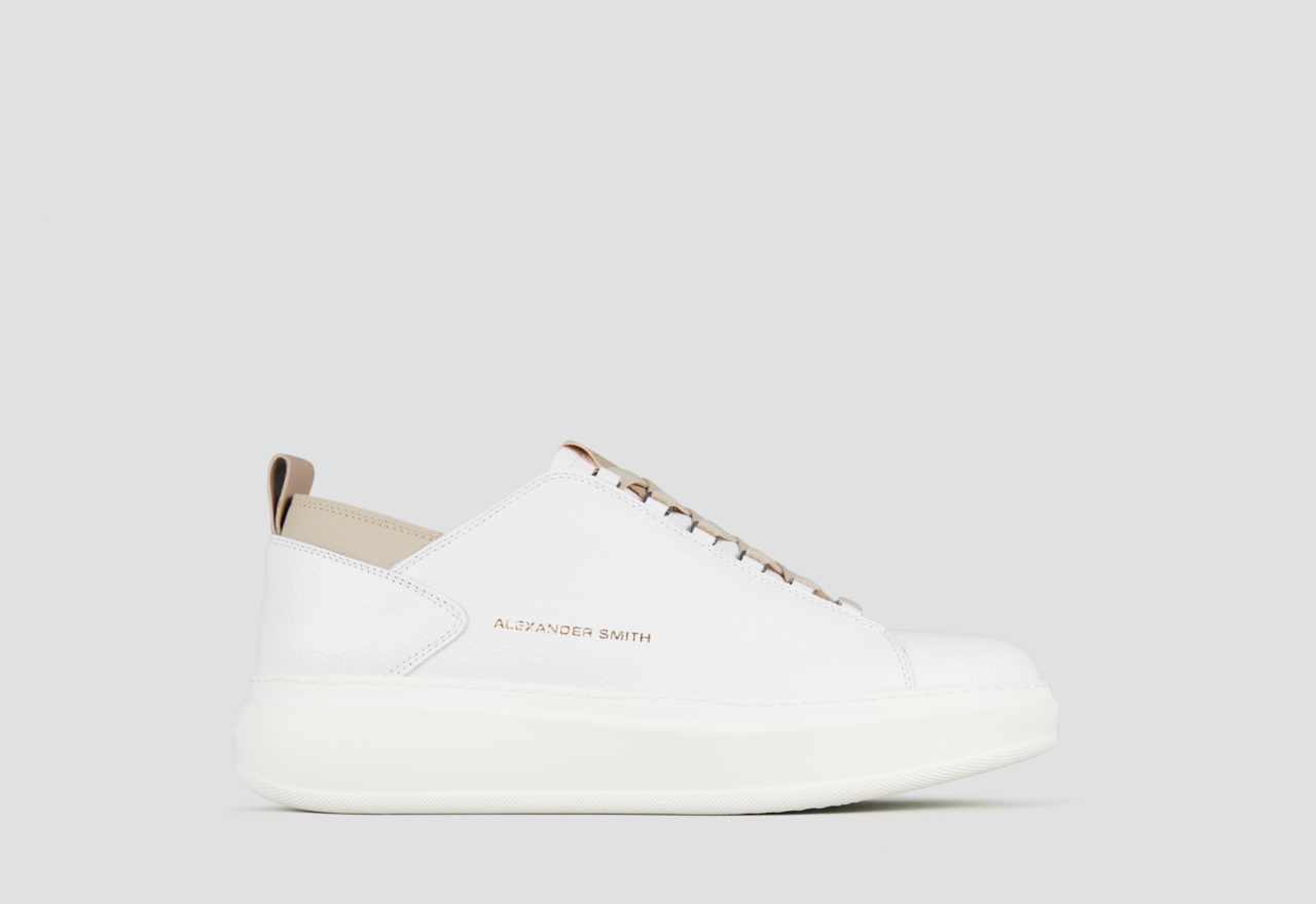 Sneakers Alexander Smith wembley uomo decostruita in pelle bottalata bianca e dettagli avorio - 1