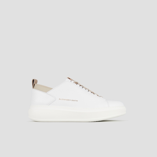 Sneakers Alexander Smith wembley uomo decostruita in pelle bottalata bianca e dettagli avorio - 1