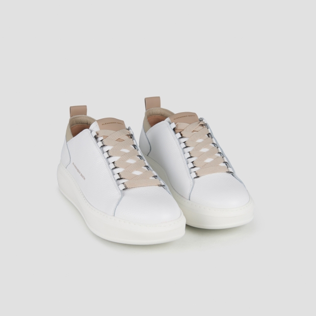 Sneakers Alexander Smith wembley uomo decostruita in pelle bottalata bianca e dettagli avorio - 4