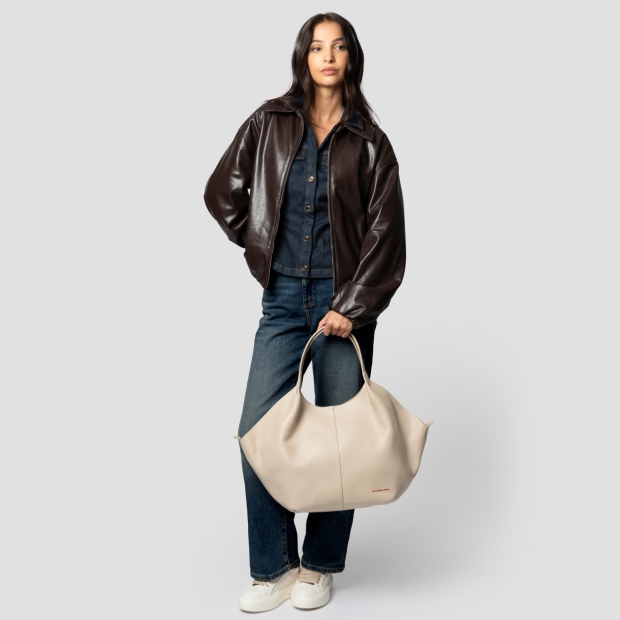 Sneakers Alexander Smith rachel large borsa a spalla in pelle bottalata avorio - 7