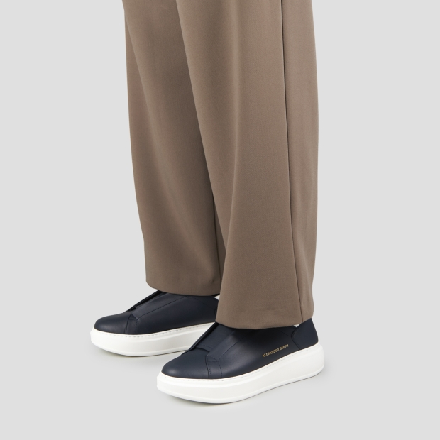 Sneakers Alexander Smith wembley slip-on uomo in nappa blu e dettagli bianchi - 2