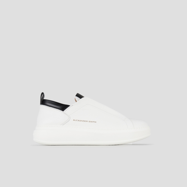 Sneakers Alexander Smith wembley slip-on uomo in nappa bianca e dettagli neri - 1