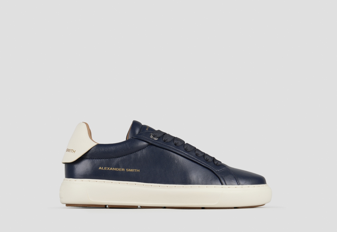 Sneakers Alexander Smith soho uomo in nappa blu e tallone in pelle bianca - 1
