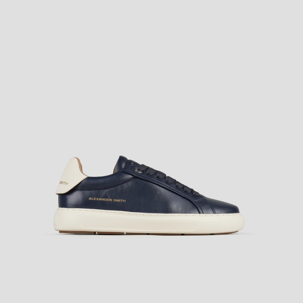 Sneakers Alexander Smith soho uomo in nappa blu e tallone in pelle bianca - 1