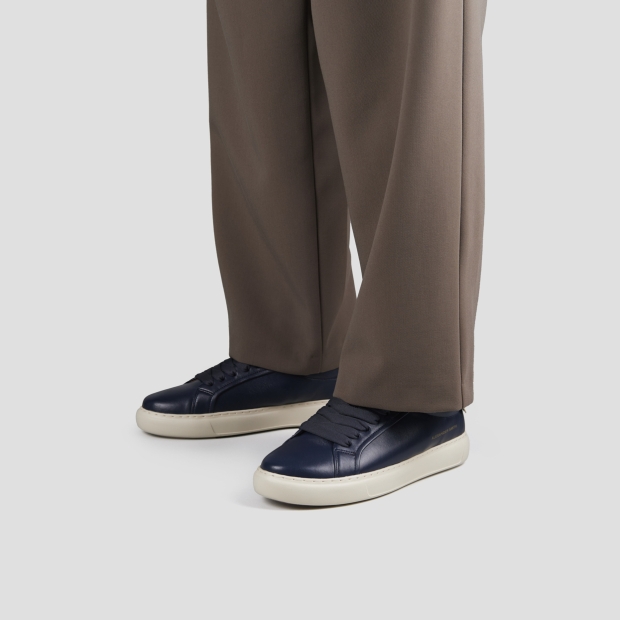 Sneakers Alexander Smith soho uomo in nappa blu e tallone in pelle bianca - 2