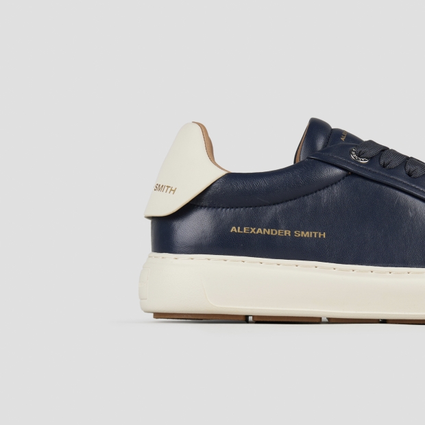 Sneakers Alexander Smith soho uomo in nappa blu e tallone in pelle bianca - 3