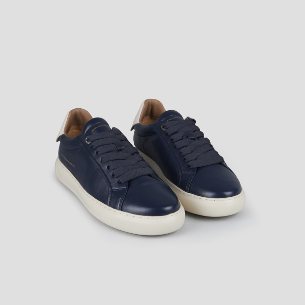 Sneakers Alexander Smith soho uomo in nappa blu e tallone in pelle bianca - 4