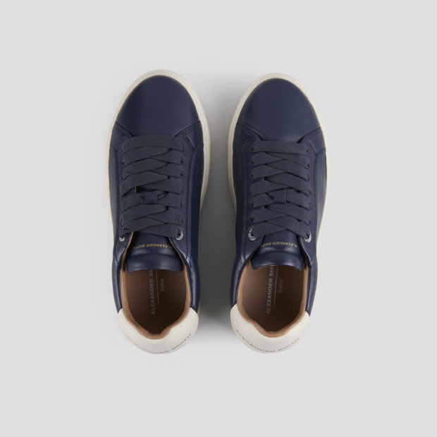 Sneakers Alexander Smith soho uomo in nappa blu e tallone in pelle bianca - 6