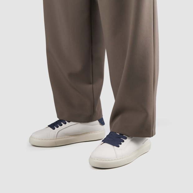 Sneakers Alexander Smith soho uomo in nappa bianca e tallone in pelle blu - 2