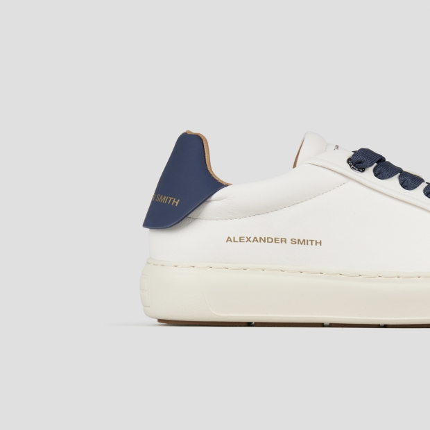 Sneakers Alexander Smith soho uomo in nappa bianca e tallone in pelle blu - 3