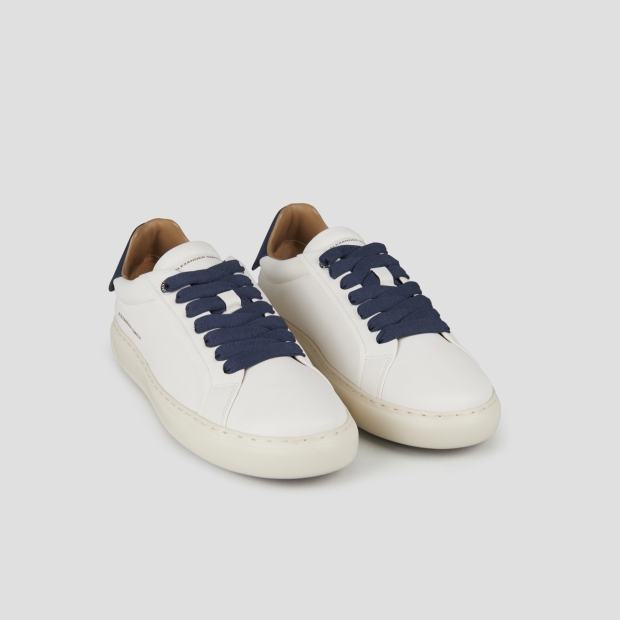 Sneakers Alexander Smith soho uomo in nappa bianca e tallone in pelle blu - 4