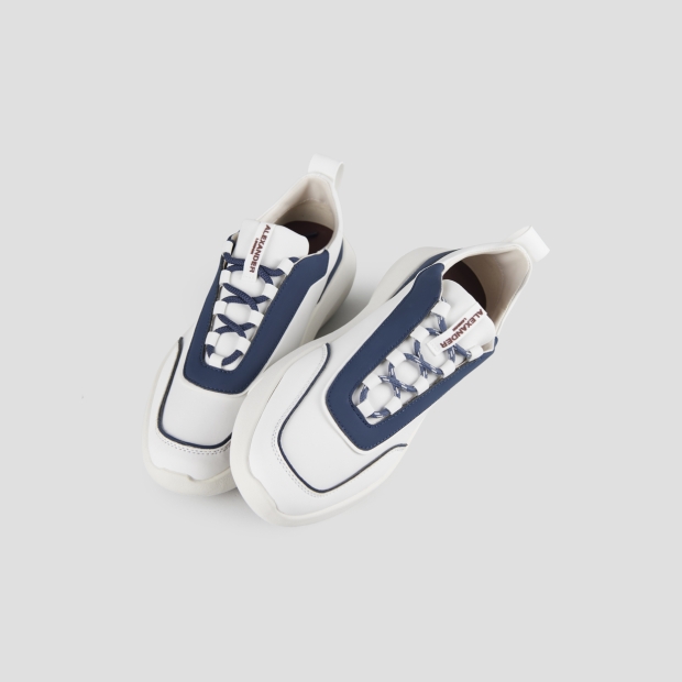 Sneakers Alexander Smith eclipse uomo in pelle bianca con inserti blu - 2