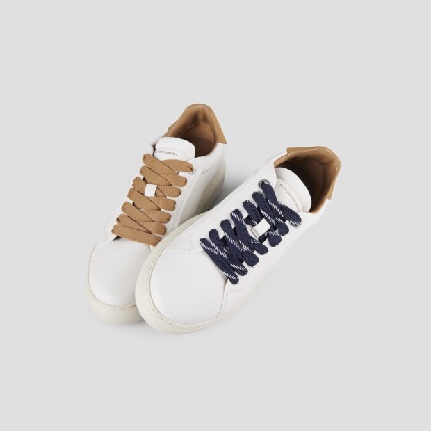 Sneakers Alexander Smith soho uomo in nappa bianca e tallone in pelle marrone - 2