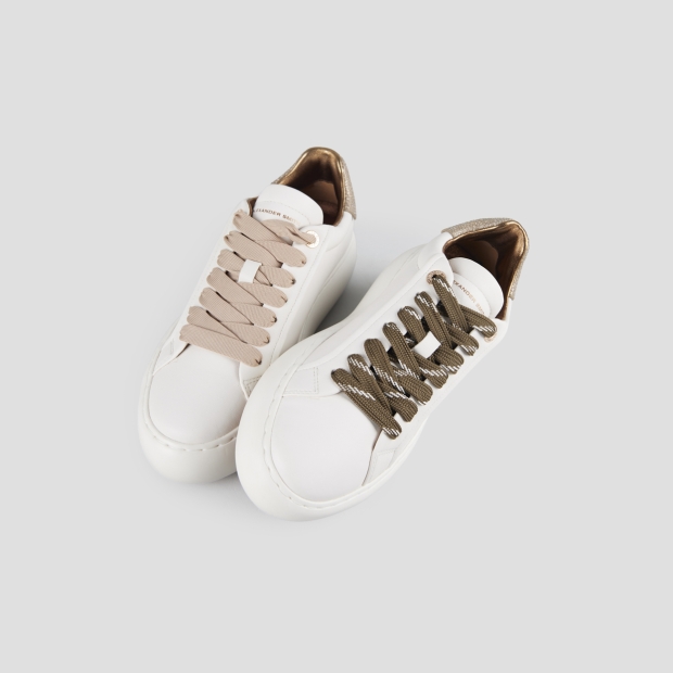 Sneakers Alexander Smith soho donna in pelle bianca e tallone oro con glitter - 2